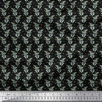Tkanina za šivanje od crne pamučne tkanine u širini dvorišta s otiskom lišća borovnice