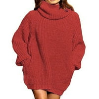 Absuyy džemperi za žene modni pleteni pleteni dugi rukav kornjača pulover zimski džemperi za žene narančaste veličine