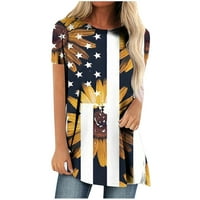 4. srpnja ženske Ležerne košulje s okruglim vratom kratkih rukava ugodne bluze modne ljetne tunike s printom američke