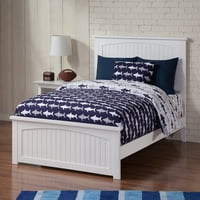 Nantucket Full Wood Platform krevet s uzglavljem za kućište i ploča, bijela