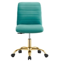 Baršunasta uredska stolica bez ruku u zlatnoj tirkiznoj boji