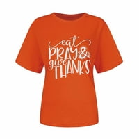 majice za Dan zahvalnosti, ženske lagane jesenske majice s kratkim rukavima s printom slova za Dan zahvalnosti,