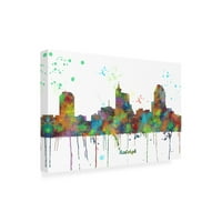 Marlene Watson 'Raleigh North Carolina Skyline mclr 1' Canvas Art