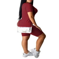 Ženske casual odjeće čvrste majice kratkih rukava Top Bodycon kratke hlače Set Sports Yoga odijelo staza