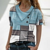 Ženska ljetna majica ležerna okrugla vrata vrhova moda Nova tiskana gumba s križnim ovratnikom bluza kratka rukava