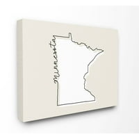 Stupell Industries Minnesota Home State Map Neutral Print Design Canvas Zidna umjetnost od Daphne Polselli