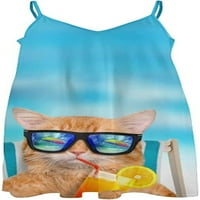 Mačka u sunčanim naočalama ženska Sling haljina ležerna široka ljuljačka haljina duge maksi haljine za zabavu