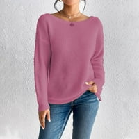 Ženski modni džemperi za žene, Plus veličina, Okrugli vrat i dugi rukav, labavi, preveliki, debeli pleteni pulover,