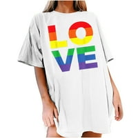 Predimenzionirane majice za žene ispuštaju rame povremene majice vrhovi Rainbow Graphic Tees vrhovi kratkih rukava