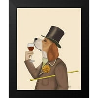 Fab Funky Black Modern Framed muzejski umjetnički tisak pod nazivom - Beagle Wine Snob