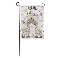 Ružičasta slika dvije slatke žirafe na srcima rođendan ljubav baby vrtna zastava ukrasna zastava kuća