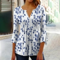 Yyeselk ljetne bluze za žene trendi gumb up v-izreck trube rukave tunike modno ljupke cvjetni tisak dame majice