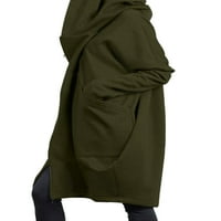 Dame plus veličine kapuljača s patentnim zatvaračem srednjeg kaputa Srednjeg kaputa Službeni džepni jakni Žene