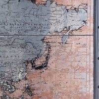 Zemaljska stakla rustikalna atlas popločana antička stakla ispisana karta uokvirena u zakovanom crnom željezu