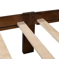 Euroco Twin platforma za krevet drveni okvir s uzglavljem i pločom za djecu, smeđa
