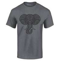 Muška majica od mandale i slona s uzorkom mandale i slona, velika tamna vrijeska