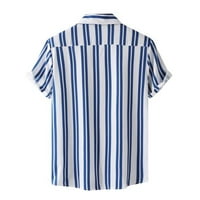 Muška bluza ljetna modna lijepa muška majica s prugastim printom košulja kratkih rukava na kopčanje bluza za plažu