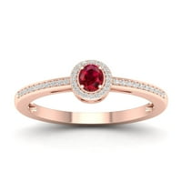 Imperijalni dragulj 10K ružičasto zlato ovalno rez rubin 1 10ct tw dijamantski halo ženski prsten