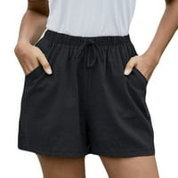 Kratke hlače za žene na rasprodaji ženske jednobojne pamučne i lanene kratke hlače visokog struka Ležerne kratke