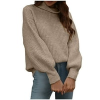 Pleteni puloveri za žene lagani pleteni pulover vrhovi jednobojni pametni ležerni džemper s dugim rukavima s dugim