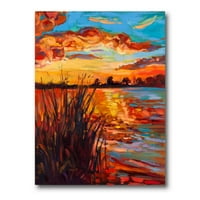 DesignArt 'Jezero na Sunset Evening Glow I' Nautical & Coast Canvas Wall Art Print
