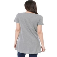 Ženski kratki rukavi okrugli vrat labava majica s tunikom xs siva