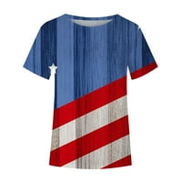 Majice 4. srpnja za žene ljetne majice s okruglim vratom i kratkim rukavima s američkom zastavom prodaja ljetnih