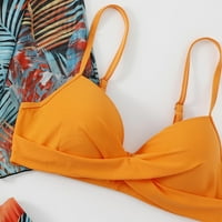 Ženski kupaći kostim, modni ženski seksi bikini kupaći kostim s dva printa, narančasta veličina 8
