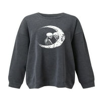 Casual vrećasti pulover sa zabavnim printom za žene, široka majica za Noć vještica, casual sportski džemper s