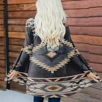 Kardigan niskog profila džemperi za žene ležerni vrhovi dugih rukava zapadni etnički print retro majica s aztečkim