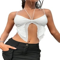Ženske seksi jednobojne bijele majice s naramenicama i majice bez rukava U Sjedinjenim Državama