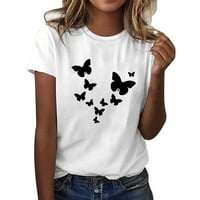 Youmylove majica cvjetna tiskana za žene casual leptir kratki rukavi majice vrhovi o-vrat casual vitke košulje