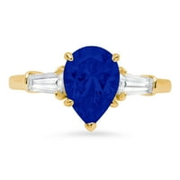 2.3CT CHER CUT BLUE SIMULEDE BLUE SAPPHIRE 18K ŽUT ZLATNO Izjava za angažman Angažiranje vjenčanja Veličina prstena