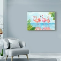 Zaštitni znak likovne umjetnosti 'Flamingos and Leaves' platno umjetnost Marietta Cohen Art and Design