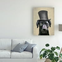 Zaštitni znak likovna umjetnost 'crni labrador, formalni gonič i šešir' platno art by fab funky