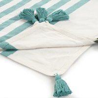 Ručno tkani Plaid od organskog pamuka u bijeloj i plavoj pruzi, 5060
