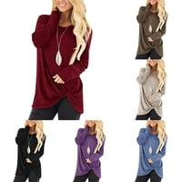 Ženske casual majice dugih rukava, tunika s prednjim čvorom, Bluza, majice, pulover