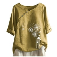 Dezsed ženski vrhovi casual gumb cvjetni otisak okrugli vrat kratki rukav kratki rukav bluza labava udobna bluza