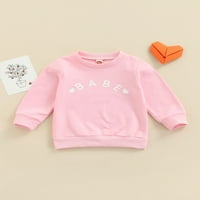 Odjeća za djevojčice i dječake, Majice, puloveri s dugim rukavima s printom slova, odjeća u ružičastoj boji od