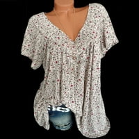 Majica kratkih rukava Majica kratkih rukava majica Plus size majica Ženska bluza s izrezom i printom u obliku