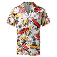 Muške havajske košulje s ovratnikom s printom na kopčanje, široka bluza kratkih rukava