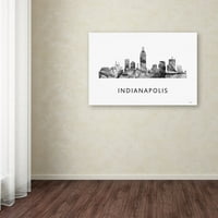 Zaštitni znak Fine Art 'Indianapolis Indiana Skyline WB-BW' Canvas Art by Marlene Watson