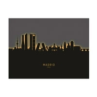 Michael Tompsett 'Madrid Španjolska Skyline Glow II' Canvas Art
