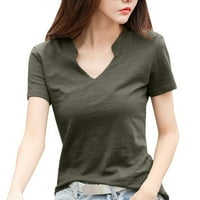FvWitlyh Predimenzionirane majice za ženski križni omot ruširanog pljuska duboki v vrat majica dugih rukava tunika