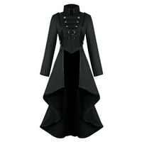Ženske haljine dugi rukavi retro šivanje solidne boje moda casual dugi dužina dužina gornja bluza zima crni s-6xl