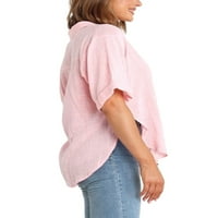 Ženska jednobojna košulja od tunike, vrećaste jednobojne košulje, radne majice, bluza na kopčanje