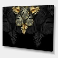 Zlatni i crni tropski listovi IV slikanje platna umjetnički tisak