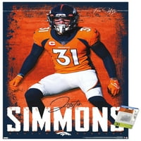 Denver Broncos - Justin Simmons Wall Poster s Pushpins, 22.375 34