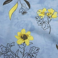 Oneoone viskoza Šifona srednje plave tkanine cvjetna botanički cvjetni cvjetni s teksturom šivaći materijal za