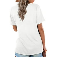 Ženske solidne bluze v vrat kratki rukavi vrhovi klasične košulje za podudaranje obične majice osnovne tunike